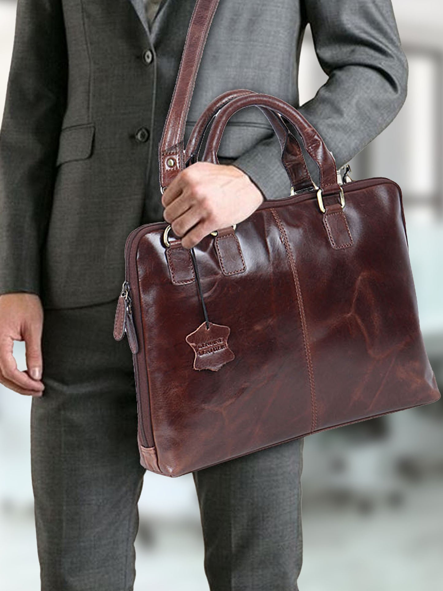 Leather Messenger Bag 14"