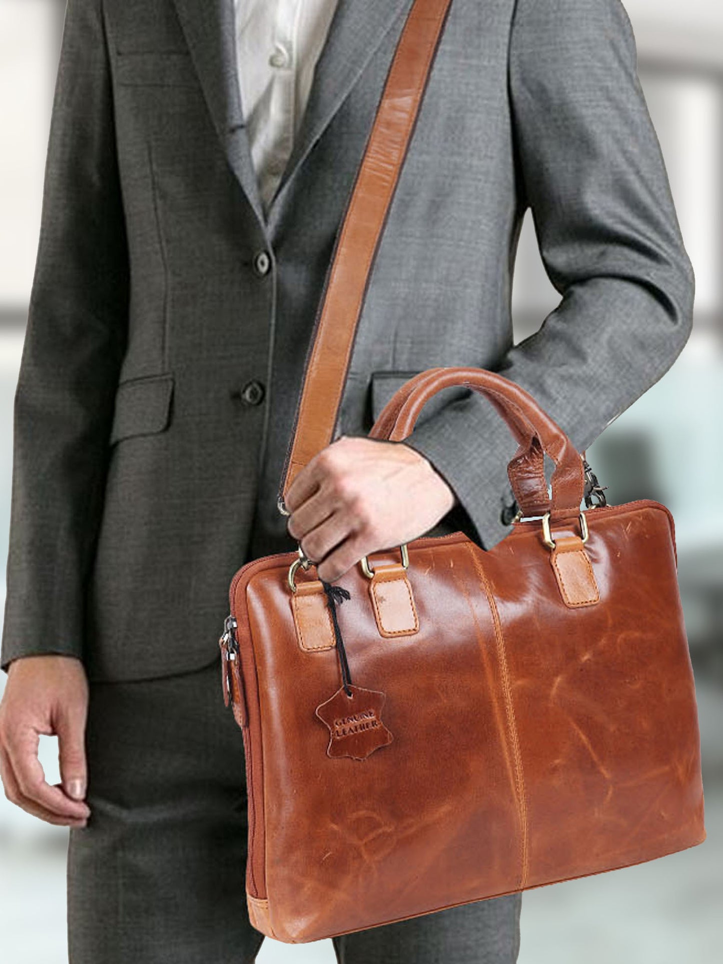 Leather Messenger Bag 14"
