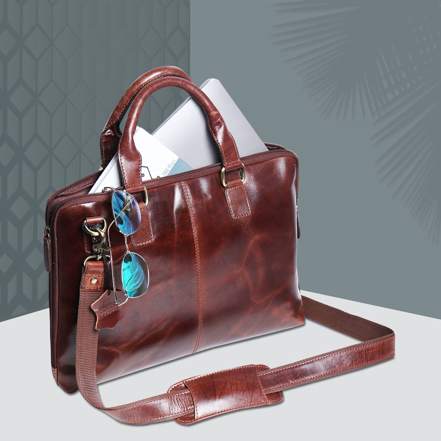 Leather Messenger Bag 14"