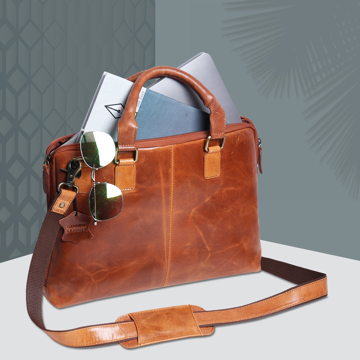 Leather Messenger Bag 14"