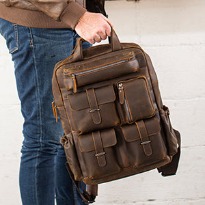 Leather Carry-All Backpack for Travel and Hiking