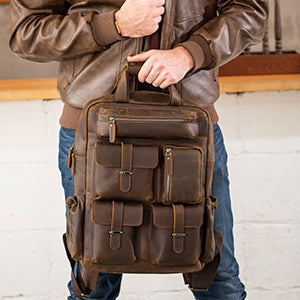 Leather Carry-All Backpack for Travel and Hiking