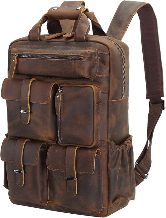 Leather Carry-All Backpack for Travel and Hiking