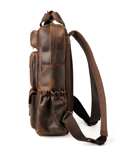Leather Carry-All Backpack for Travel and Hiking