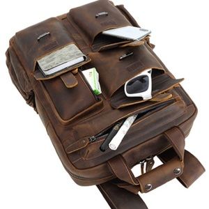 Leather Carry-All Backpack for Travel and Hiking
