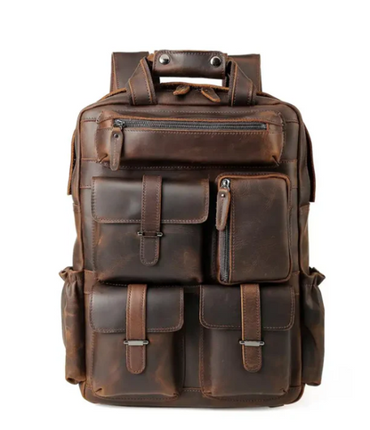 Leather Carry-All Backpack for Travel and Hiking
